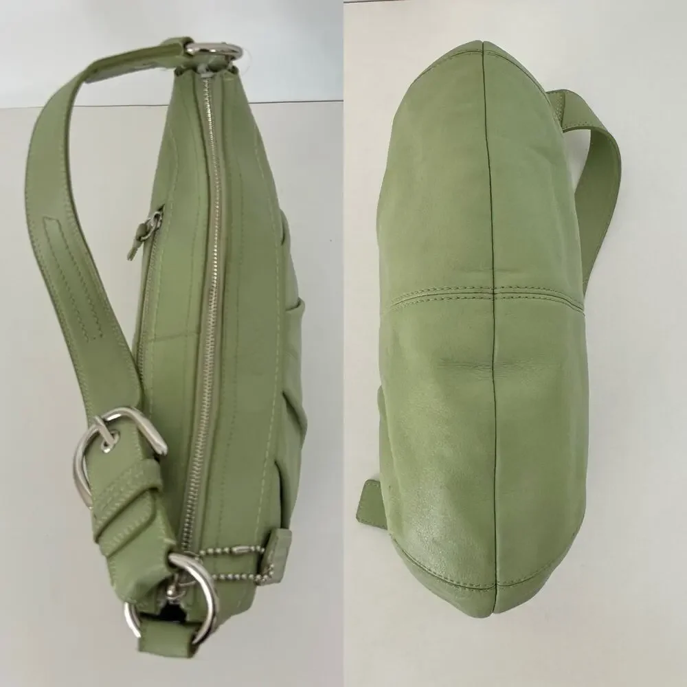 Coach Soho Pleated Leather Shoulder Bag Lime Mint Green F13730